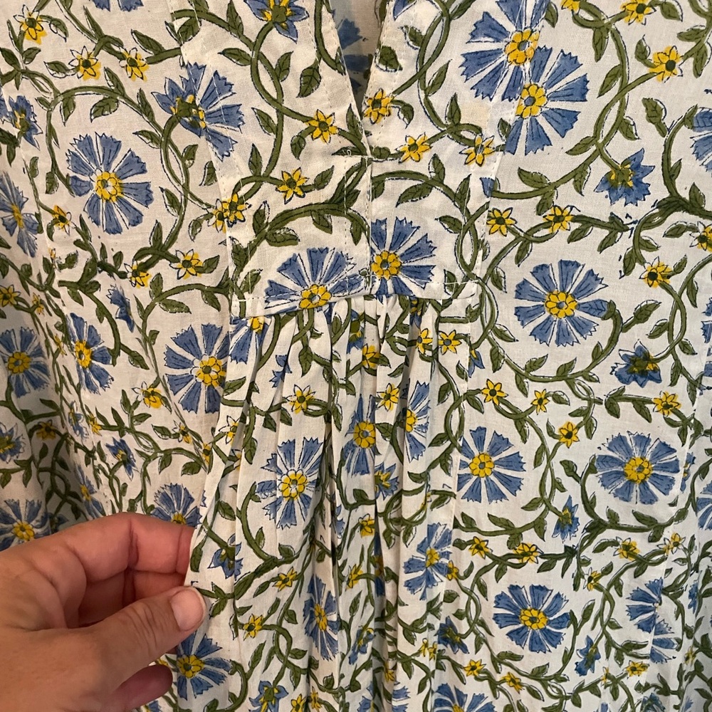 Indian Cotton Lightweight Maxi Dress Block Print - Picture 2 of 5